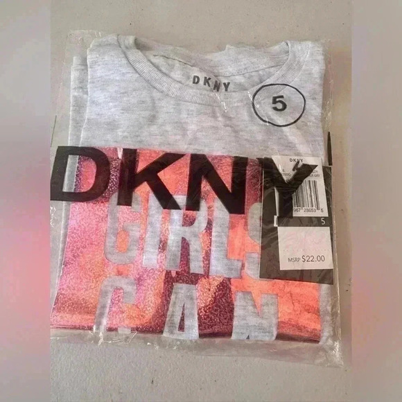 DKNY Girls' Fashion Long Sleeve T-Shirt  Gray Pink Sparking size 5t and Size 6x - Picture 3 of 12